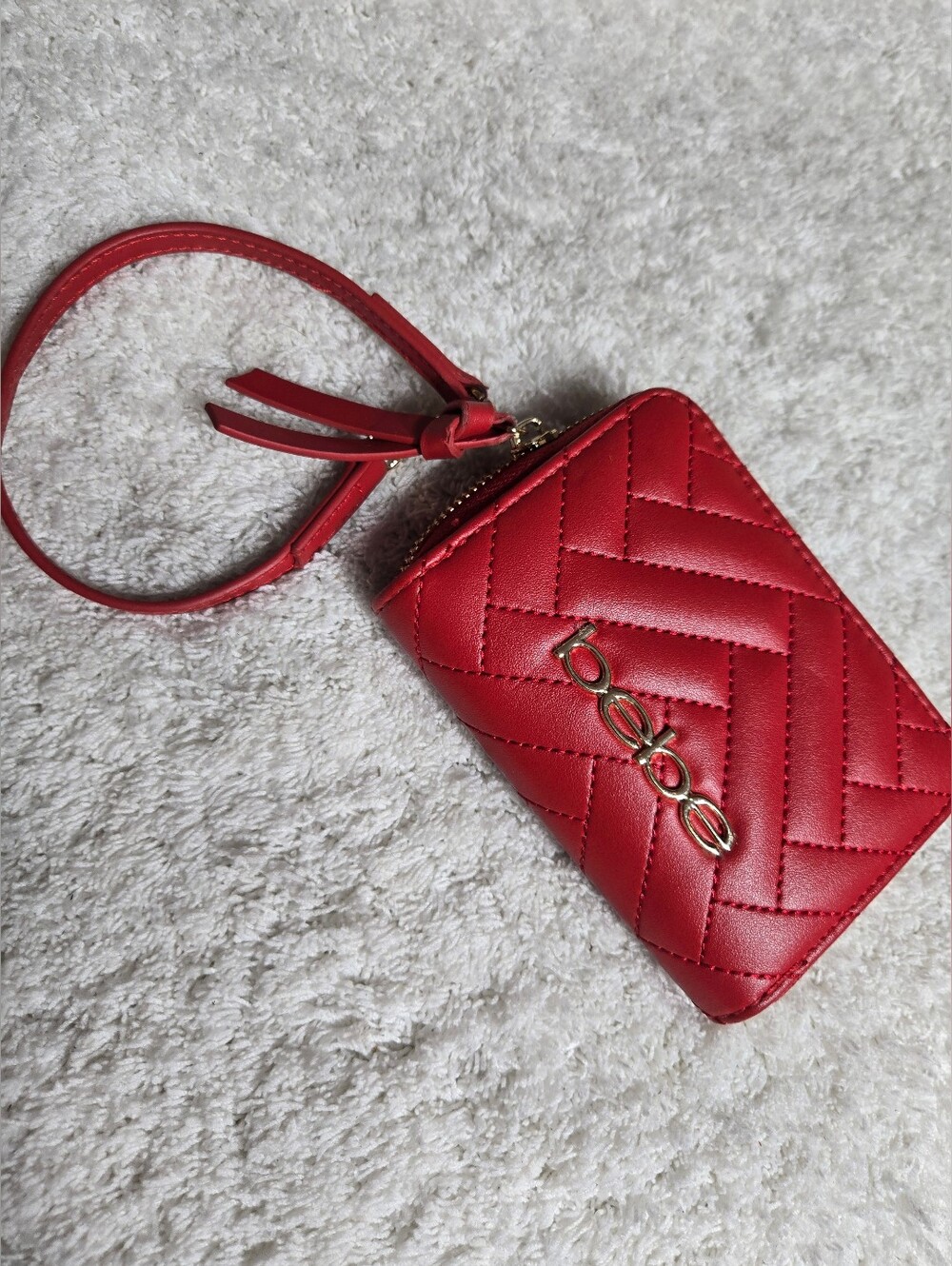 Bebe Red Quilted Wristlet Wallet Like New